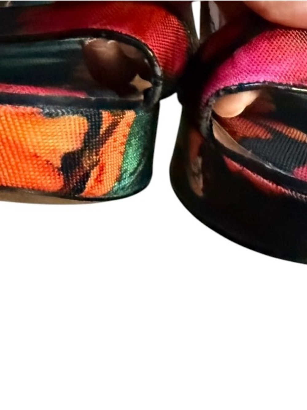 Ted Baker Floral Print Black Wedge Sandals with Ankle Strap - Picture 5 of 10
